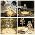 Miniatyrbilde 5 av 5: Bordlampe med krystall, LED-lyslist, 3 farger, berøringsfølsom, oppladbar, dimmbar, nattlampe for soveromsinnredning