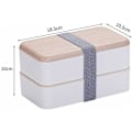 Miniatyrbild 2 av 5: Lunchbox, Dubbel lunchbox, Trälunchbox, diskmaskinsäker, mikrovågsugnssäker, BPA-fri, vit, Fei Yu