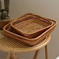 Miniatyrbillede 3 af 5: Flettet Opbevaringskurv Rattan Brød Frugtkurve Service til Køkken Kontor Slik Diverse Organiser, A