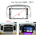 Pikkukuva 3 / 5: 9 Tuuman 2 Din Auton Kojelaudan Kehys Radio Fascia Dash Mp5 Soitin Dvd Adapteri Paneeli Accent 2006-2011