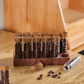 Miniatyrbillede 4 af 5: Glasbeholder til opbevaring af kaffebønner, udstillingsstativ, valnød, kaffebønner, te, rør, flaske, tilbehør til kaffe, værktøj, kaffesæt
