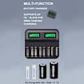 Miniatyrbild 4 av 5: 8-fack LCD-display USB Smart Batteriladdare för Uppladdningsbara AAA AA SC C D Storlek 1.2V Ni- Ni-Cd