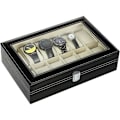 Miniatyrbild 2 av 5: Klocklåda/Klocklåda/Klocklåda/Klockdisplay/Smyckeskrin, Svart syntetiskt läder Klockförvaring (12 fack)