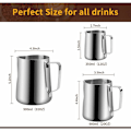 Miniatyrbilde 4 av 5: Barista Melkekanne i Rustfritt Stål 350ml (12oz) Melkekanne for Rustfritt Stål Kaffe Melkeskum Cappuccino og Latte (Sølv 12oz/350ml)-Fei Yu