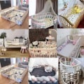 Miniatyrbillede 5 af 5: Baby Krybbe Bumper - 3 Flet Baby Pude Slange Flettet Bumper Fløjl Beskyttelse Seng Bumper Børneværelse til Nyfødte Seng Værelse Dekoration med, Lyseblå Hvid