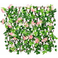 Miniatyrbillede 1 af 5: Kunstig Ivy Blad Hæk, Privatlivs Hæk, Kunstig Løvværk View Breeze Hæk med Blomst, Udvidbar Havegitter, Baghave Balkon Have Hæk