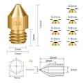 Miniatyrbild 1 av 5: 24 st MK8 Mässingmunstycke för 3D-skrivarhotend 1.75MM Filament J-Head Cr10 Värmeblock Ender3 M6 Gänga