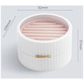 Miniatyrbillede 2 af 5: Nordisk Stil Macaron Bærbar Æske Rund Dobbelt Øreringe Halskæde Ring Opbevaring Klassificering, Hvid