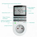 Miniatyrbillede 3 af 5: Digital programmerbar stikkontakt, ugentlig digital timer med LCD-skærm, 12H/24H/7 dage elektrisk stikkontakt timer, energibesparende til husholdningsapparater og belysning