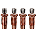 Miniatyrbillede 1 af 5: 4X 3D Printer Dyses Bimetal All Metal V6-TCrazy Heat Break Titan og Kobber Hals til 1.75mm V6 Hotend Varmer