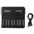Miniatyrbilde 4 av 5: 8-sporers LCD-skjerm USB Smart Batterilader for AA AAA SC C Størrelse D Oppladbare Batterier 1.2V Ni-Mh Ni-Cd Hurtiglader