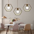 Miniatyrbilde 4 av 5: Nordisk Trekantet Geometrisk Hengelampe Enkelt Hode Henger Spisestue Bar Restaurant Trelampe med Hvit Pære--26cm [Energiklasse A+++]