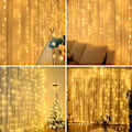 Miniatyrbilde 3 av 5: Gardinslynglys, 3M x 3M Gardinslys, LED 8 Lysmoduser, USB Gardinslys, Innendørs og Utendørs Juledekorasjon (Varmt Hvit)
