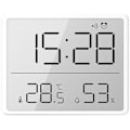 Miniatyrbillede 1 af 5: Digitalt hygrometer termometer med ur, fugtighedsmåler, timer, alarm til hjem, kontor, soveværelse, hvid