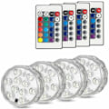 Miniatyrbillede 1 af 5: 4 stk USB Genopladelige LED Lys LED Vandfaste med fjernbetjening LED Farve Dekorative Vandfaste Natlys Akvarielys LED Lampe Over Gro