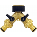 Miniatyrbillede 1 af 5: Vandindløbsslange Y-forbindelse (2-vejs til indløbsslange, 26,9 mm (3/4\") messing, Y-manifold), kompatibel med haveslangesystem 1/2 tommer