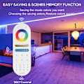 Miniatyrbillede 3 af 5: LM091 4-Zoners 2.4G RF Fjernbetjening Kompatibel med RGBW CCT RGB LED Dimmer Controller Touch Screen 4 Kanaler
