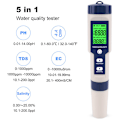 Miniatyrbillede 3 af 5: 5-i-1 Elektronisk PH-Måler, PH-Måler med Baggrundsbelyst LCD-Skærm, Vandkvalitetstester til Test af PH/TDS/EC/Temperatur/Salinitet, til Drikkevand