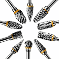 Pikkukuva 4 / 5: Pyörivä hiomakärkisetti, volframikarbidi, kaksoisteräinen, 10 kpl, 1/8” varsi, pyörivää työkalua varten, DIY, puunveisto, metallin kiillotus, kaiverrus