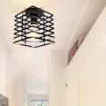 Pikkukuva 5 / 5: Moderni Vintage Kattovalaisin Rauta Lamppu Dekor Mustalle Loft-Valoille Geometrinen Häkkivalaistus