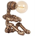 Miniatyrbillede 1 af 5: Robot skrivebordslampe Retro industriel skrivebordslampe Kreativ metal jernrør lysbesparende skrivebordslampe Sengebordslampe LED skrivebordslampe，（1stk，uden pære）