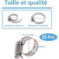 Miniatyrbilde 2 av 5: 25 stk Metall Slangeklemmer 6-12mm, Justerbare Rustfrie Slangeklemmer 304 Rustfritt Stål Slangeklemmer for Husholdningsvannrør (25stk6-12mm)
