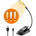 Pikkukuva 1 / 5: Lukuvalaisin, 7 LED USB-ladattava klipsi-kirjavalaisin 9 valaistustilalla (3 väriä: lämmin, kylmä ja luonnollinen), 360° joustava kaulan lukulampun valaisin