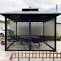 Miniatyrbilde 4 av 5: Universal erstatningsmyggnett for utendørs paviljong - 4 dører - med glidelås - for 10\" x 12\" paviljong (kun myggnetting) (svart, 3m x 3,6m), AAFG