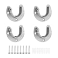 Miniatyrbillede 2 af 5: 4 pakker Heavy Duty rustfrit stål skab endehætte beslag skab stolpe fatning flange stangstøtte med skruer, 1 - 1/3 tommer diameter (U-form)