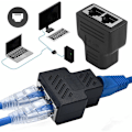 Miniatyrbillede 1 af 5: Rj45 Splitter Adapter 1 til 2 Port Hun til Hun Internet Forlængernetværkskonnektorer Understøtter Cat5 Cat5e Cat6 Cat6e Cat7 Ethernet-kabel, Sort