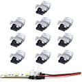 Miniatyrbillede 1 af 5: 2-polet LED-Stripsforbindelse, Pakke med 10 2-polet LED-Stripsforbindelse til 10mm SMD 5050/3528 LED-Strips Enkeltfarvet Vandafvisende og Ikke-vandafvisende