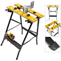 Miniatyrbillede 3 af 5: Foldbart arbejdsbord med skruestik. Foldbart bord til gør-det-selv. 100 kg