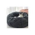 Miniatyrbillede 3 af 5: Rund Dyre seng til Katte, Hvalpe og Mellemstore Hunde, Blød og varm Plys pude, Donut Sofa (Diameter: 80cm, Mørkegrå)