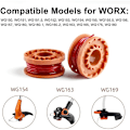 Miniatyrbild 3 av 5: Set med 6 stycken trimmertråd WA0004.1 för alla WORX 20 V-trimmare (6 x 3 m lång, tråddiameter 1,65 mm) + 2 lock