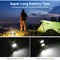 Miniatyrbillede 4 af 5: LED Genopladeligt Arbejdslys - 2 COB 2000 Lumen Overflade- & Spotbelysning 360° Rotation USB Ledningsfri Foldbar Lampe Batteri Sikkerhedslys