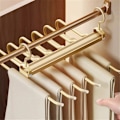 Miniatyrbillede 1 af 5: 6 i 1 Aluminiumlegering Multi-lag Magiske Bøjler Bukser Opbevaringsstativ 360 Graders Roterende Sammenklappelige Tøj Bøjler