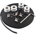 Miniatyrbillede 1 af 5: 2X GT2-remskive med 20 tænder, 5 mm + 6 mm borehul, tandrem & 4X spændingsrulle til 3D-printer Reprap