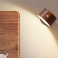 Miniatyrbillede 5 af 5: Træ Læselampe 3 Lysstyrkeniveauer Genopladelig 360° Roterende Kugle Touch Control Justerbar Sengelampe Brun