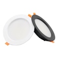 Miniatyrbild 3 av 5: Set med 10 extra platta svarta infällda LED-spotlight, 500LM 7W runda takinfällda LED = 50W glödlampa, varmt ljus 3000K, AC 220-240V, IP44, inomhus