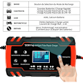 Miniatyrbillede 4 af 5: 8A 12V/24V smart bil- og motorcykelbatterilader, bilbatterilader vedligeholdelse, 3-trins batterilader og autoreparation funktion.
