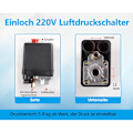 Miniatyrbild 5 av 5: Trycksensor för luftkompressor, 72.5175psi, G1/4\", enkelhåls 220V för luftkompressorpumpstyrventil, tryckmätare