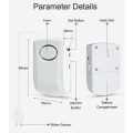 Miniatyrbild 2 av 5: 130dB Vattenläckagealarm, 95CM lång kabel med sensor, Hem Säkerhet Vattenläckage Detekteringslarm, Batteri ingår
