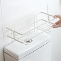 Miniatyrbillede 3 af 5: Badeværelseshylde over toilet vandtank genanvendelig køkken badeværelse toilet jernhylde opbevaringshylde krog arrangør A