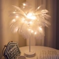 Miniatyrbilde 3 av 5: LED fjær bordlampe dekorativ bord fjernkontroll for stue soverom jente bryllupsdekor