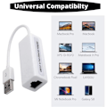Miniatyrbilde 5 av 5: 2-pak Gigabit Ethernet-nettverksadapter 100mb LAN USB 2.0 USB A til RJ45 PC Notebook Ultrabook Tablet Windows Mac - Hvit (2, Hvit)