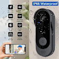Miniatyrbillede 3 af 5: Trådløs dørklokke med 1080P kamera, indendørs Wifi videodørtelefon, 2-vejs lyd, SD-kort og cloud-lagring, IP66 vandtæt, 130° vidvinkel infrarød N