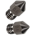 Miniatyrbillede 4 af 5: 2 stk. MK8 hærdet stål dyse printhoved forbrugsvarer 1,75/0,6 mm 3D-printer ekstruder dyser til Ender3/V2/PRO