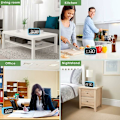 Miniatyrbild 5 av 5: LED Digital Väckarklocka med Snooze-funktion USB Laddningsbar Spegel Yta 12/24H för Sovrum Kontor Blå-Fei Yu