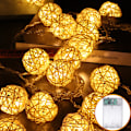Miniatyrbillede 1 af 5: Batteridrevet 5m 40 LED Rattan Kugler Julelys Dekoration Dekorativt Lys til Soveværelse Terrasse Fest Hjem Decor (Varmt Hvidt)