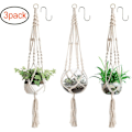 Miniatyrbild 1 av 5: Set med 3 Macrame Hängande Korgar Bomullsrep Hängande Korg Blomkruka Växtställ Hängare för Inomhus Utomhus Tak
